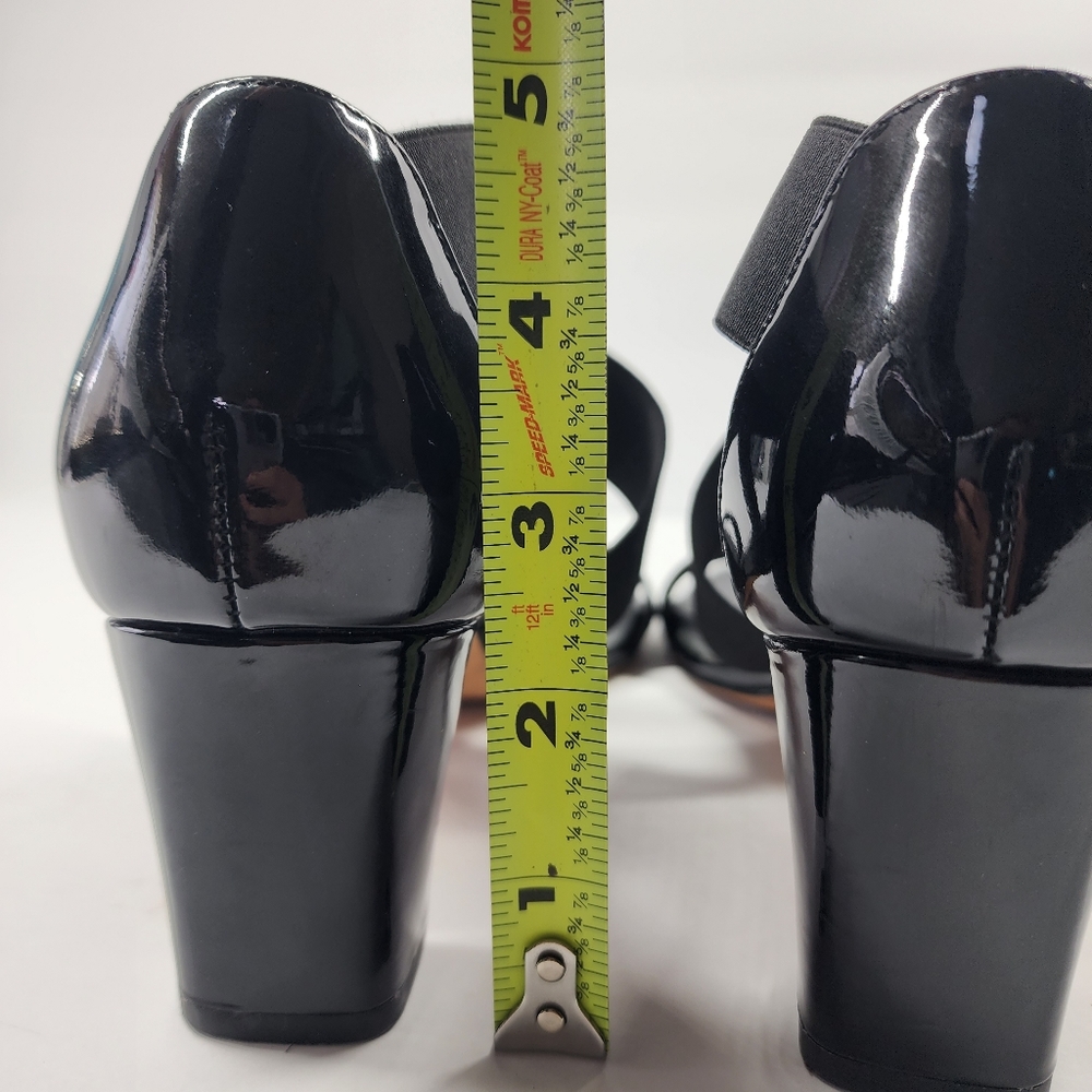 STUART WEITZMAN Midexter Elastic Black Patent Leather High Heel Sandals 7.5m - Picture 11 of 12